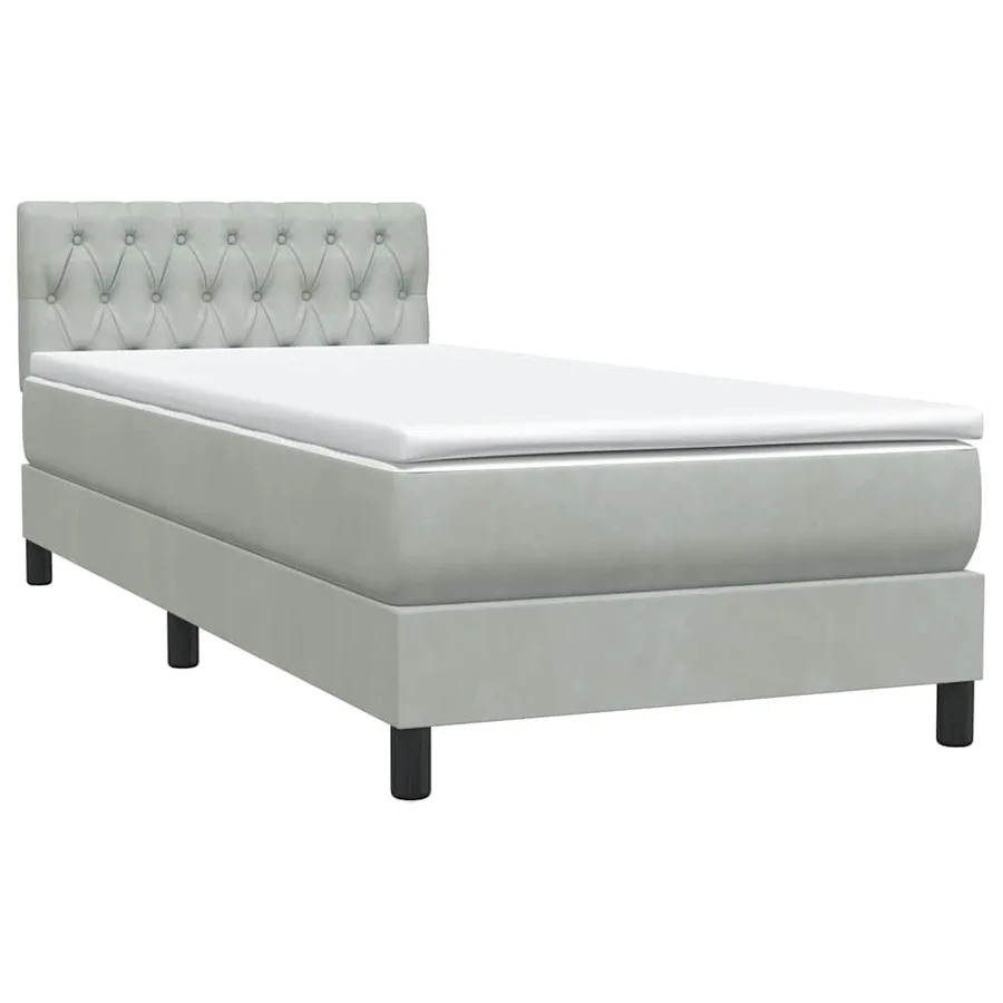 Sommier à lattes de lit et matelas et LED gris clair 80x220 cm velours - 5