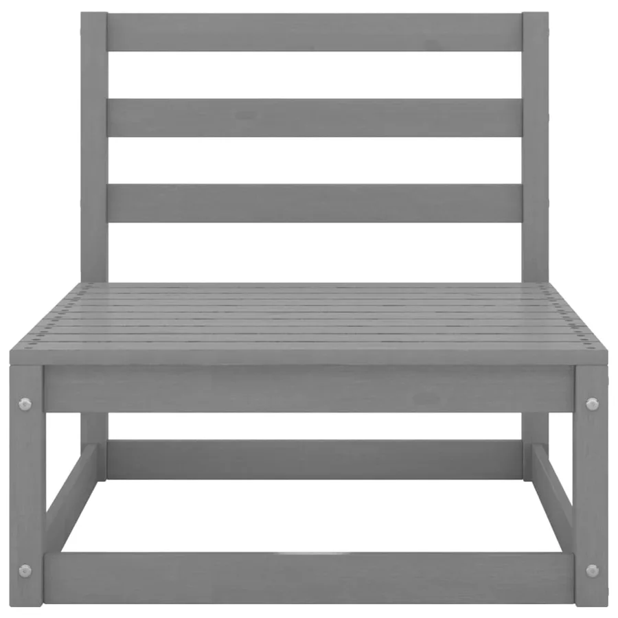 Salon de jardin 12 pcs gris bois de pin massif - 7