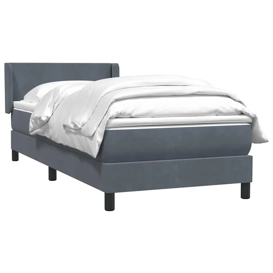 Sommier à lattes de lit et matelas gris foncé 80x210 cm velours - 3