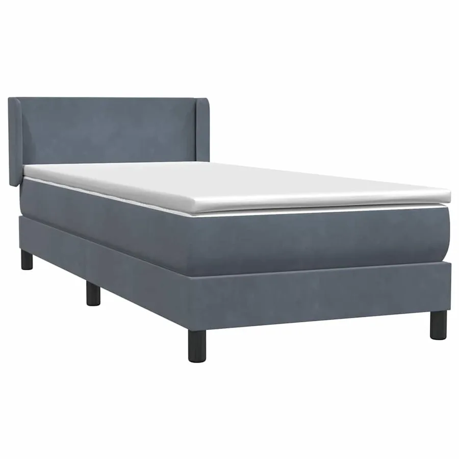 Sommier à lattes de lit et matelas gris foncé 80x210 cm velours - 4