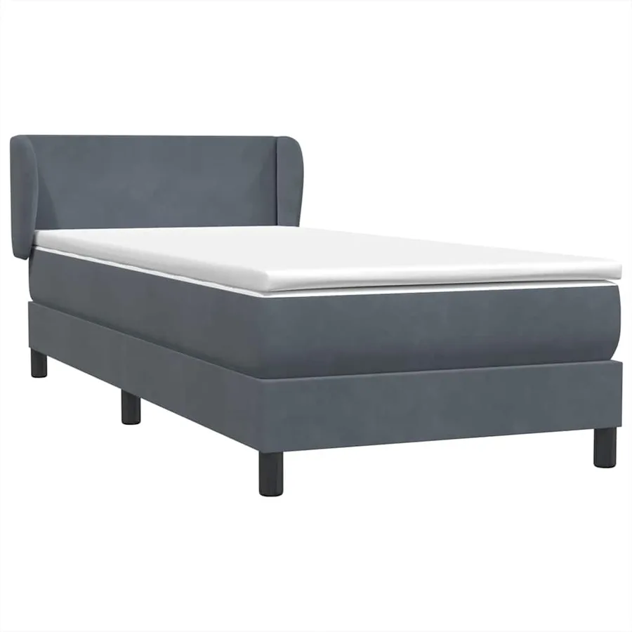 Sommier à lattes de lit et matelas gris foncé 80x210 cm velours - 2