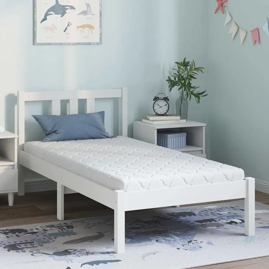 Matelas Blanc 80 x 160 cm Tissu jacquard