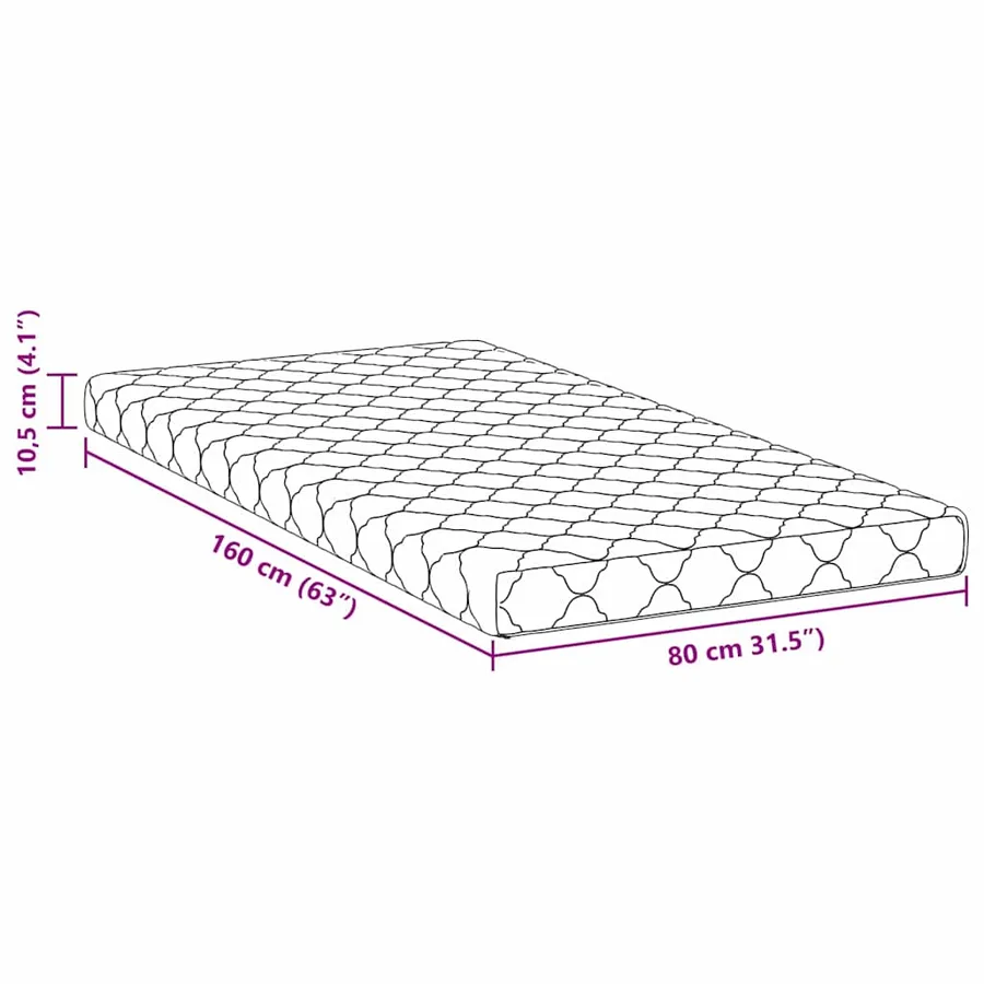 Matelas Blanc 80 x 160 cm Tissu jacquard - 11