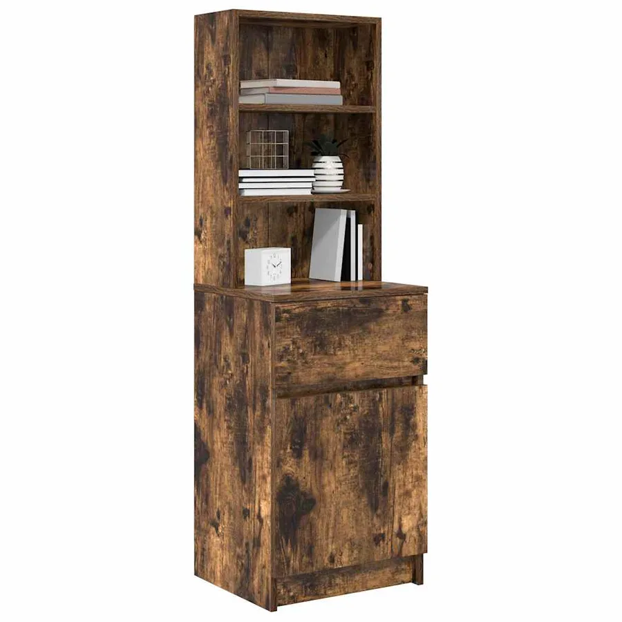 Table de chevet chêne fumé 39x35x125 cm bois d'ingénierie - 4