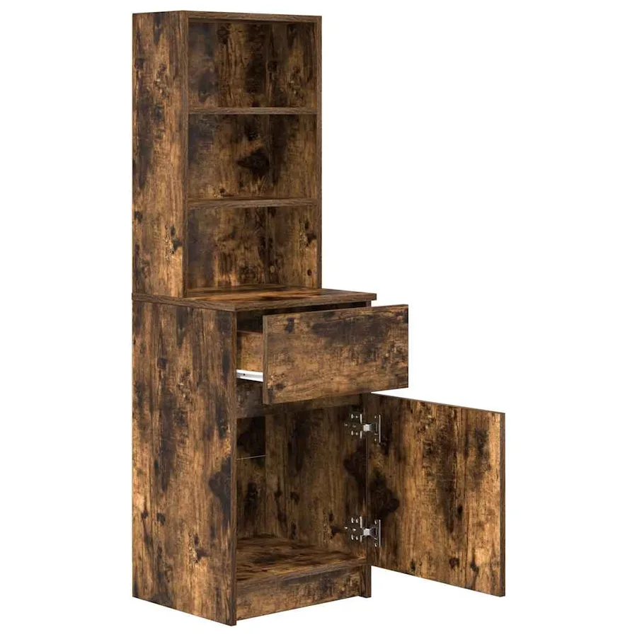 Table de chevet chêne fumé 39x35x125 cm bois d'ingénierie - 5