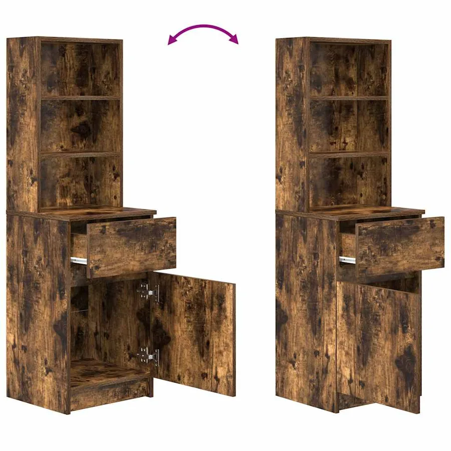 Table de chevet chêne fumé 39x35x125 cm bois d'ingénierie - 9