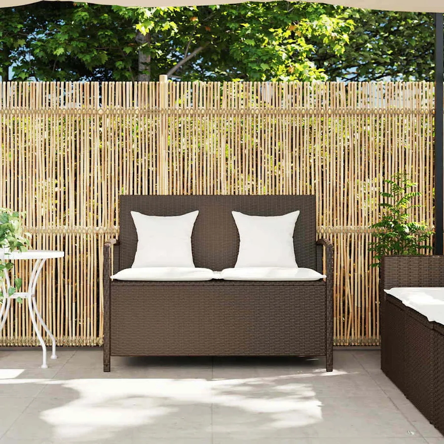 Banc de rangement de jardin avec coussin marron polyrotin - 3