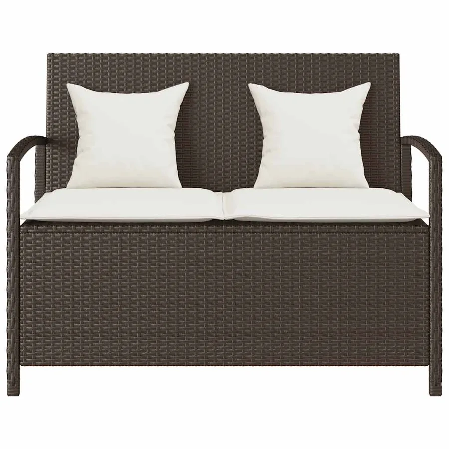 Banc de rangement de jardin avec coussin marron polyrotin - 4