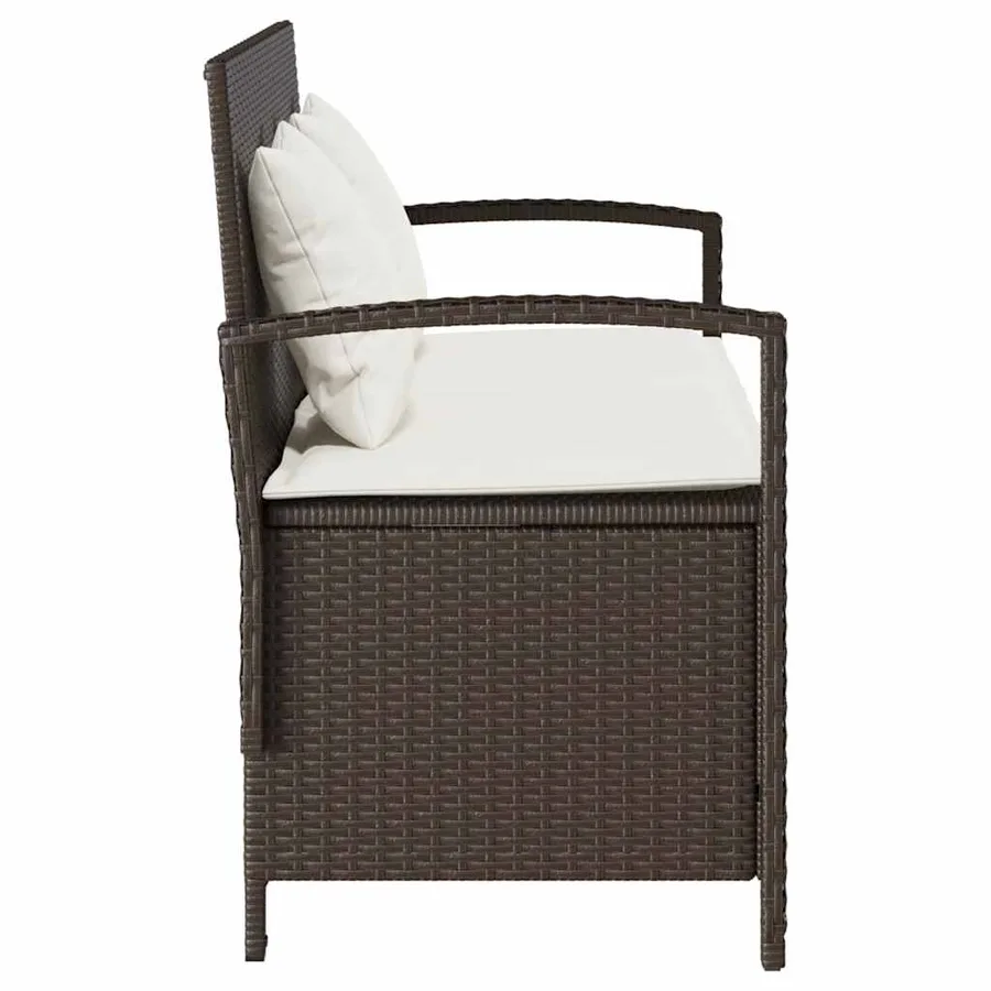Banc de rangement de jardin avec coussin marron polyrotin - 7