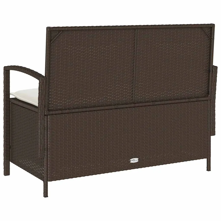 Banc de rangement de jardin avec coussin marron polyrotin - 8