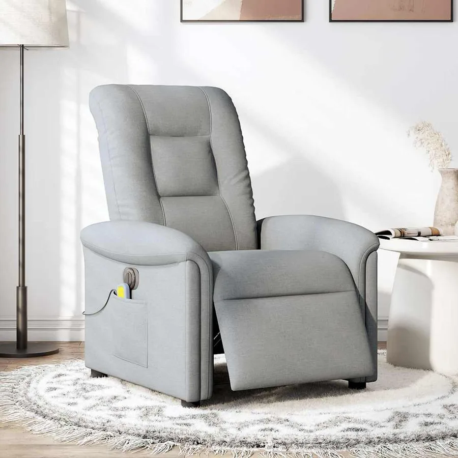 Fauteuil de massage inclinable électrique gris clair tissu - 2