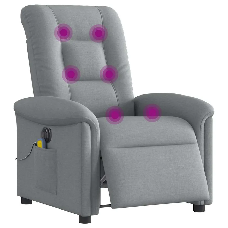 Fauteuil de massage inclinable électrique gris clair tissu - 3