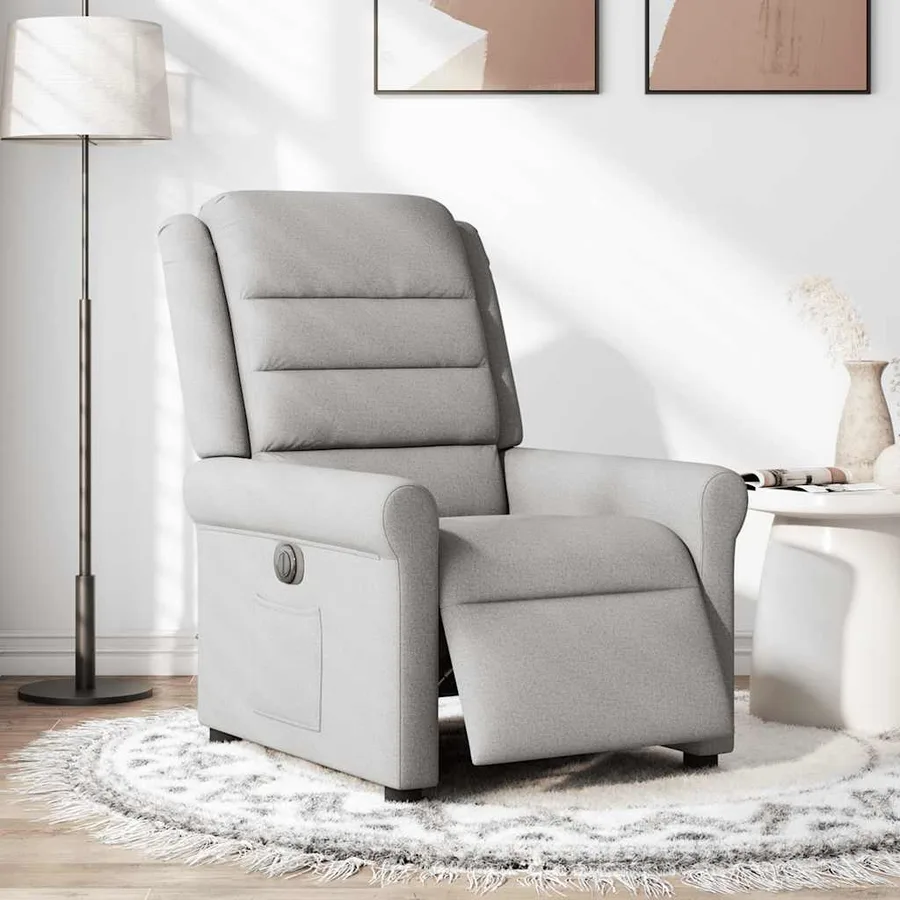 Fauteuil inclinable électrique gris nuage tissu - 3