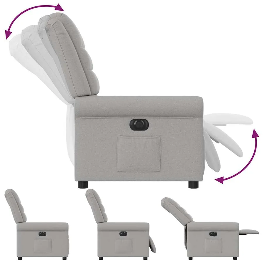 Fauteuil inclinable électrique gris nuage tissu - 8
