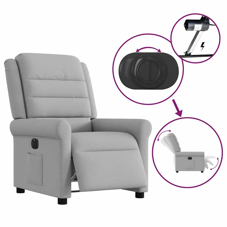 Fauteuil inclinable électrique gris nuage tissu - 9