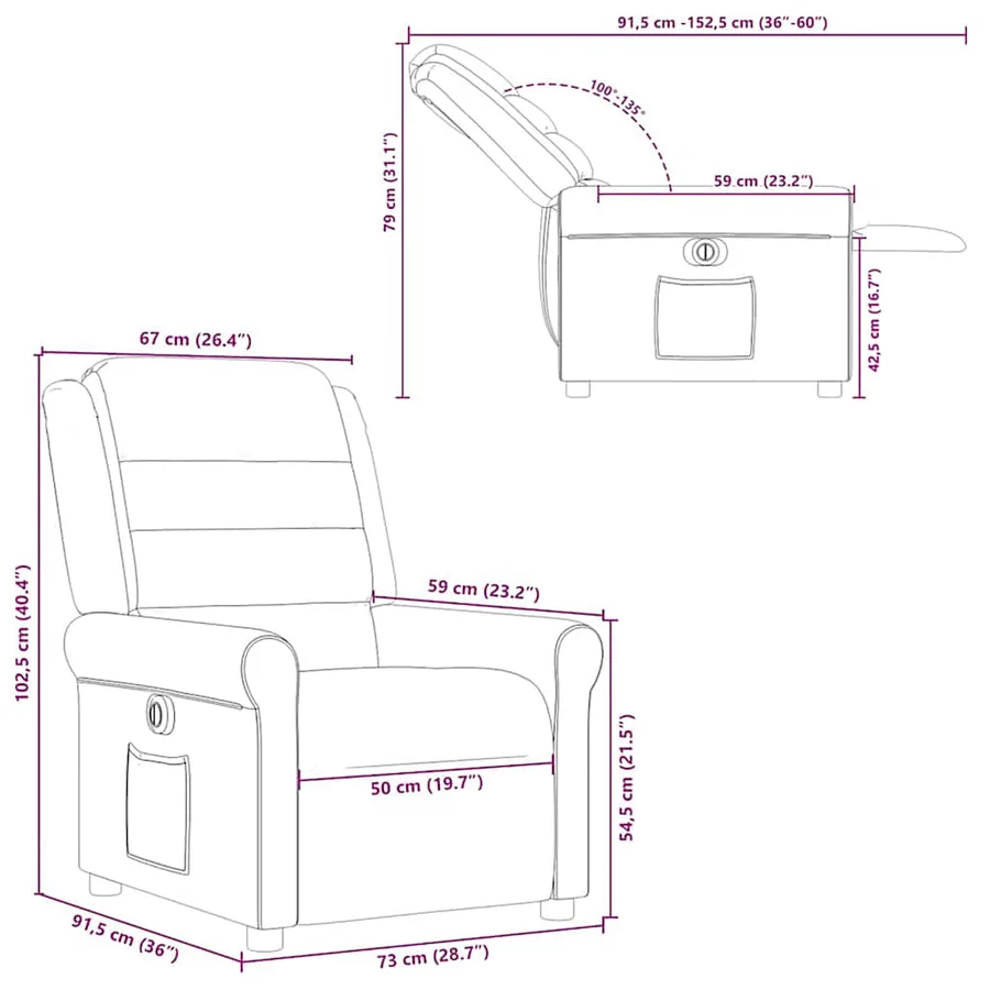 Fauteuil inclinable électrique Taupe Tissu - 15