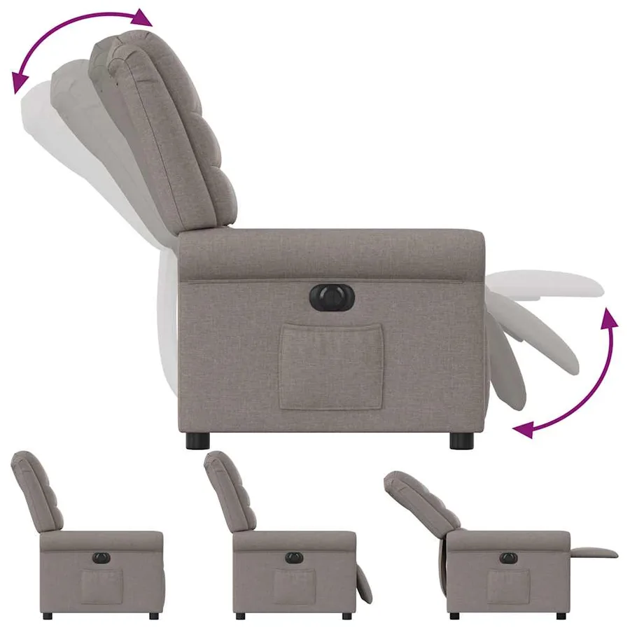 Fauteuil inclinable électrique Taupe Tissu - 8