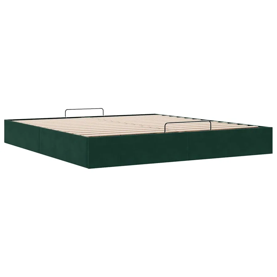 Cadre de lit ottoman sans matelas vert foncé 200x200 cm velours - 6