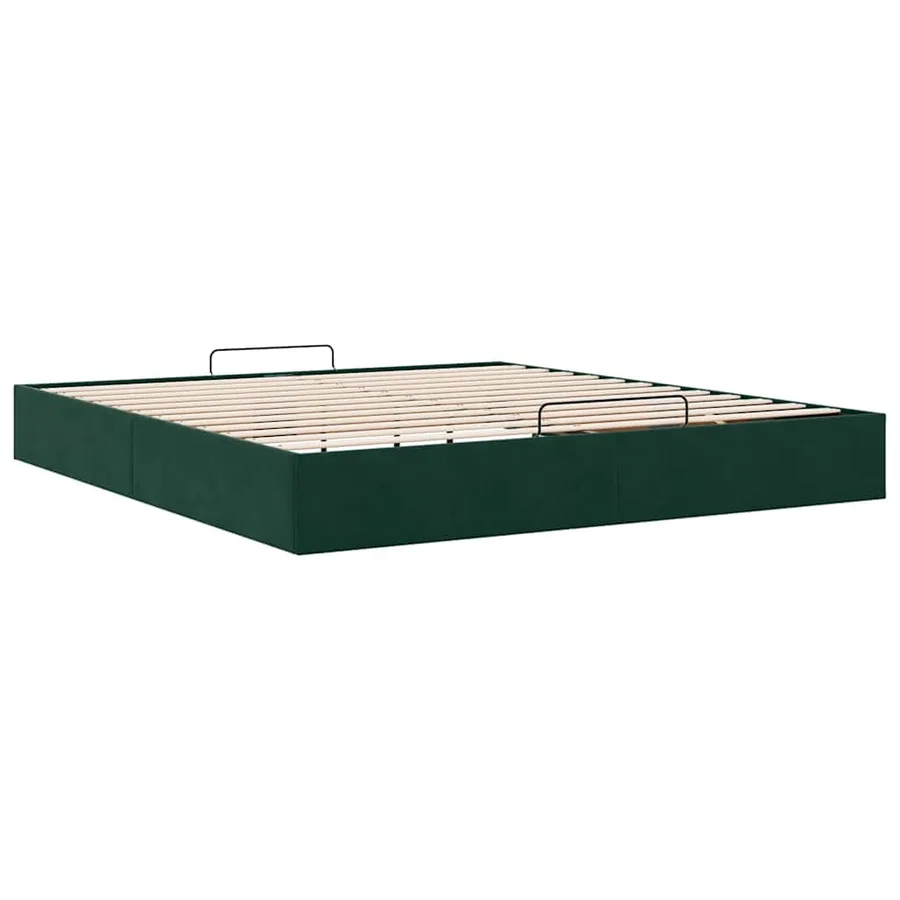 Cadre de lit ottoman sans matelas vert foncé 200x200 cm velours - 9