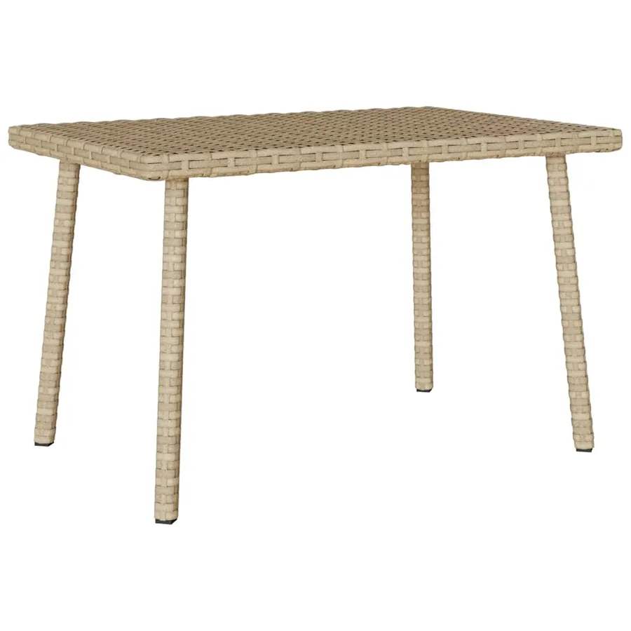 Table basse de jardin rectangulaire beige 60x40x37 cm rotin - 2