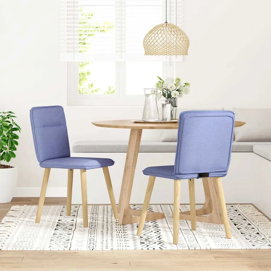 Chaises à manger lot de 2 bleu jean tissu - 2