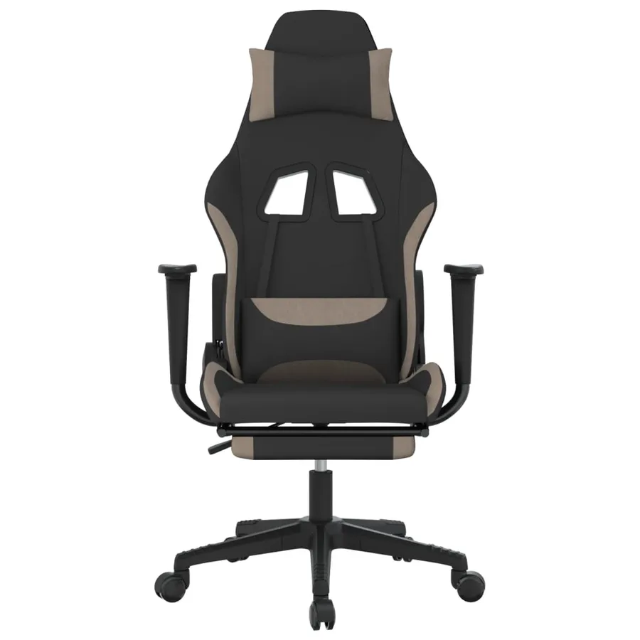 Chaise de jeu avec repose-pied Noir et taupe Tissu - 3