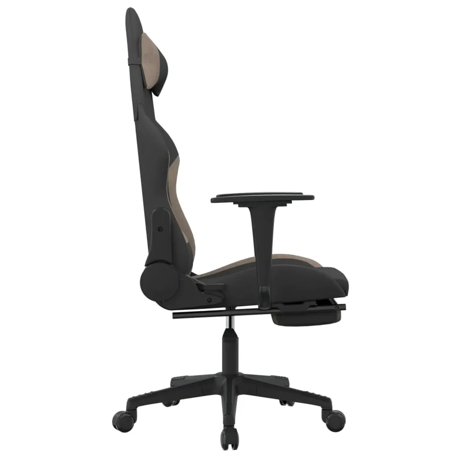 Chaise de jeu avec repose-pied Noir et taupe Tissu - 4