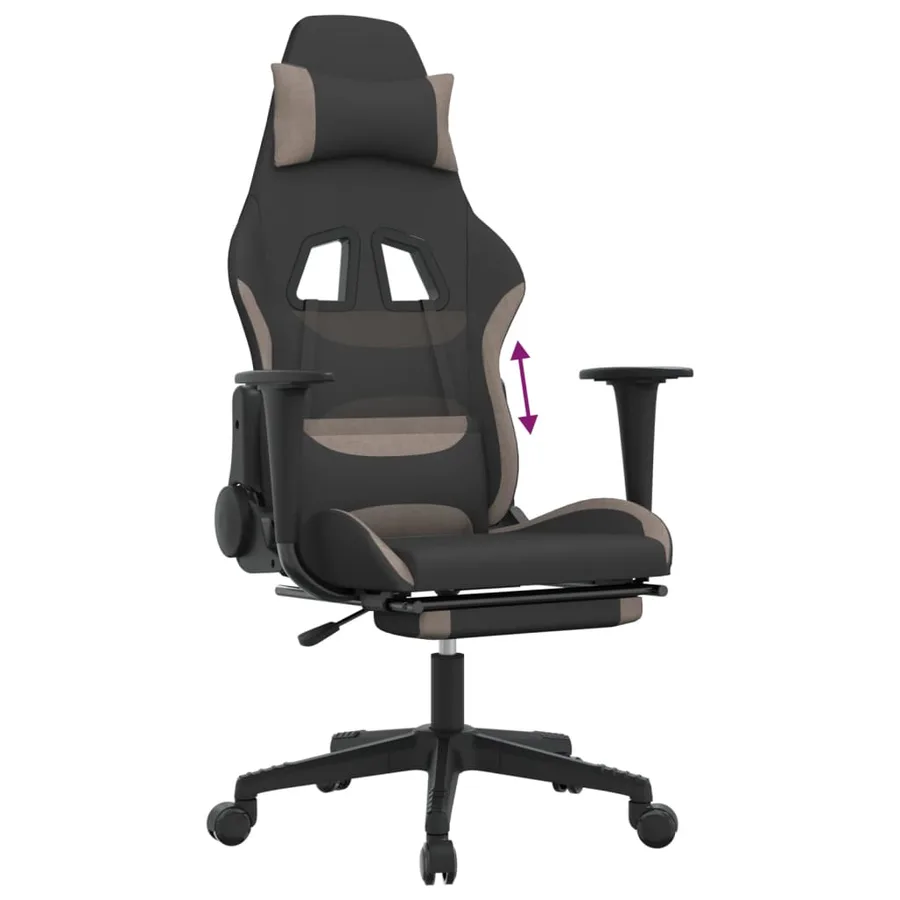 Chaise de jeu avec repose-pied Noir et taupe Tissu - 8