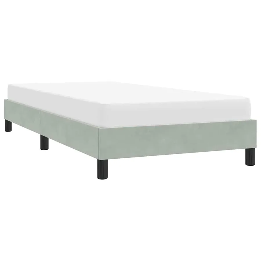 Cadre de lit sans matelas gris clair 90x210 cm velours - 4