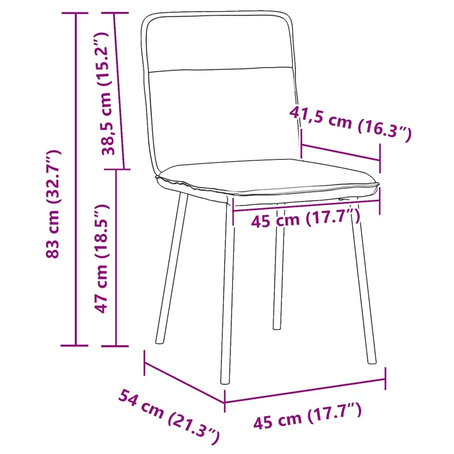 Chaises à manger lot de 2 Crème Velours - 9