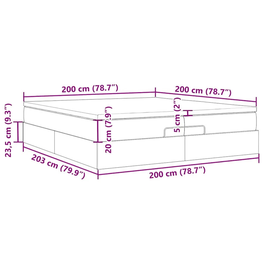 Cadre de lit ottoman avec matelas gris foncé 200x200 cm velours - 17