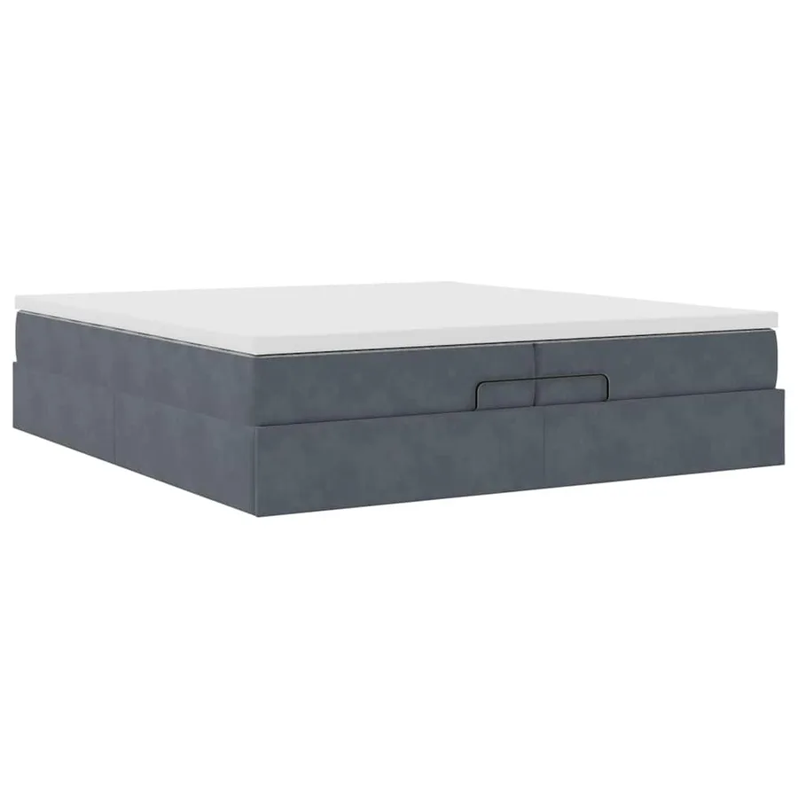 Cadre de lit ottoman avec matelas gris foncé 200x200 cm velours - 6