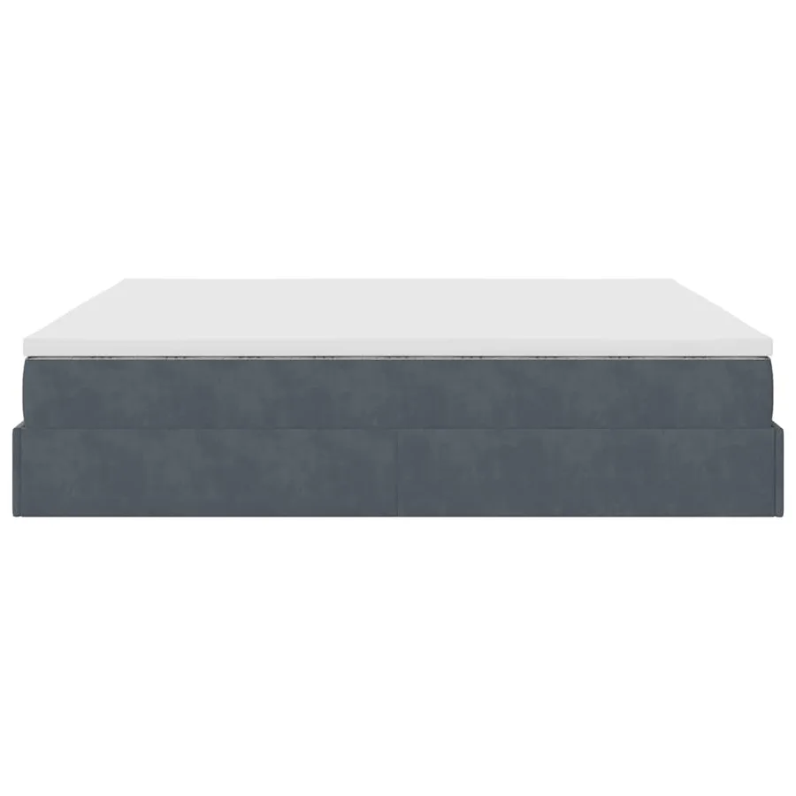 Cadre de lit ottoman avec matelas gris foncé 200x200 cm velours - 9