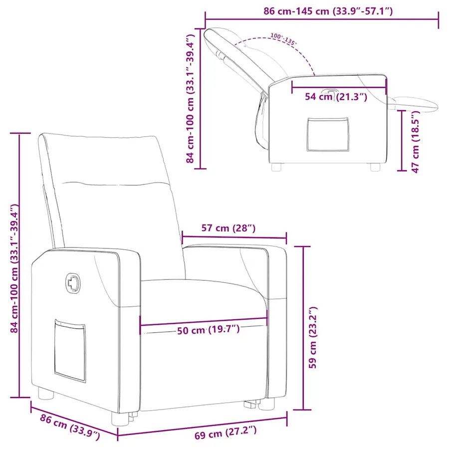 Fauteuil inclinable noir tissu - 16