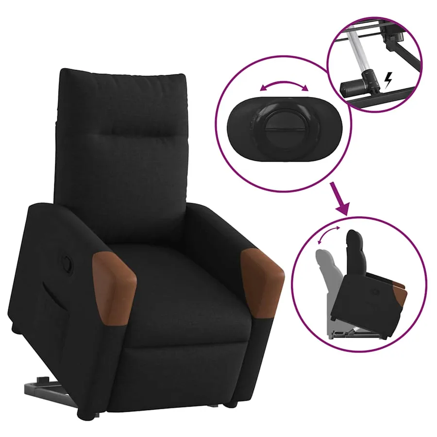Fauteuil inclinable noir tissu - 9