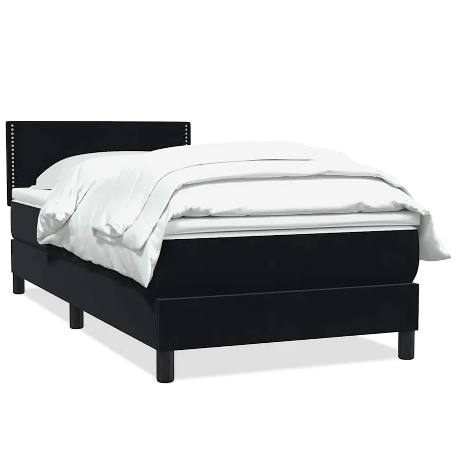 Sommier à lattes de lit avec matelas noir 100x210 cm velours - 2