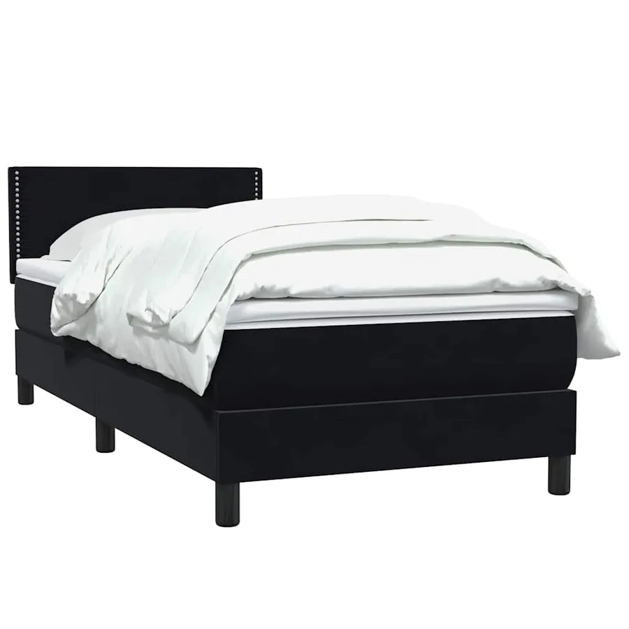 Sommier à lattes de lit avec matelas noir 100x210 cm velours - 3