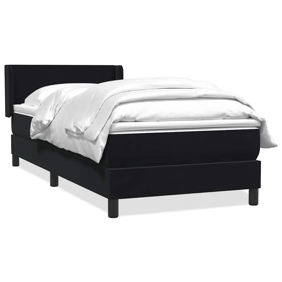 Sommier à lattes de lit avec matelas noir 100x210 cm velours - 2