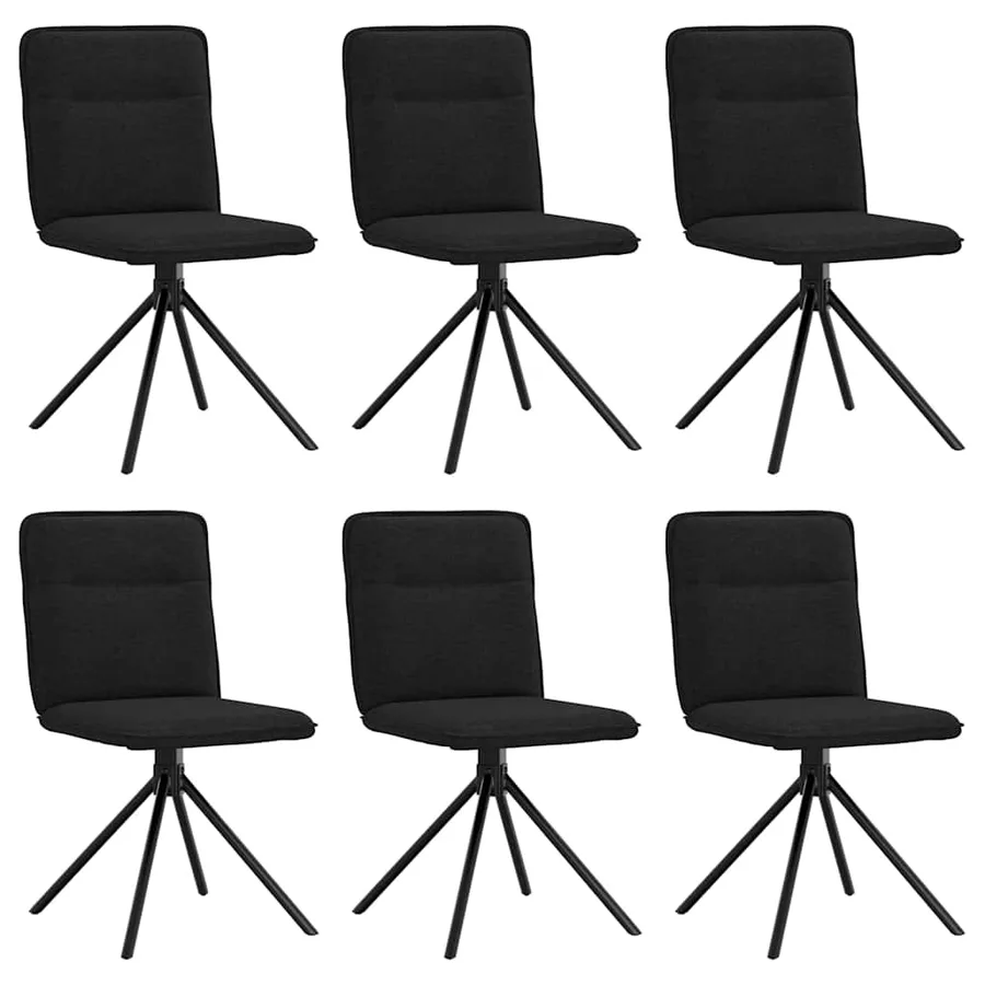 Chaises à manger lot de 6 noir tissu - 2