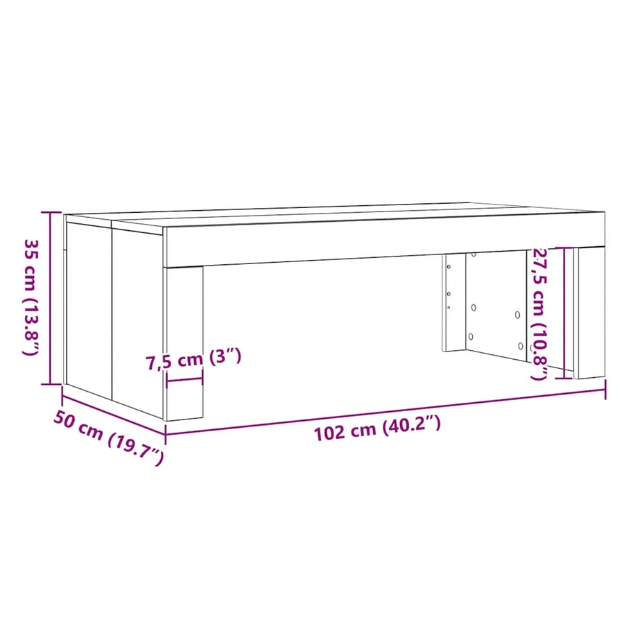 Table basse Chêne noir 102 x 50 x 35 cm Bois d'ingénierie - 10