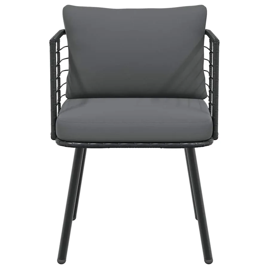 Chaise de jardin avec coussins noir résine tressée - 4
