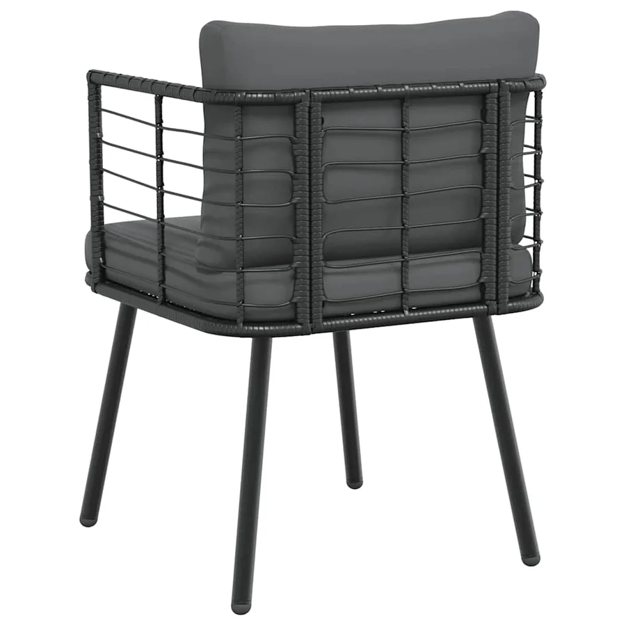 Chaise de jardin avec coussins noir résine tressée - 6