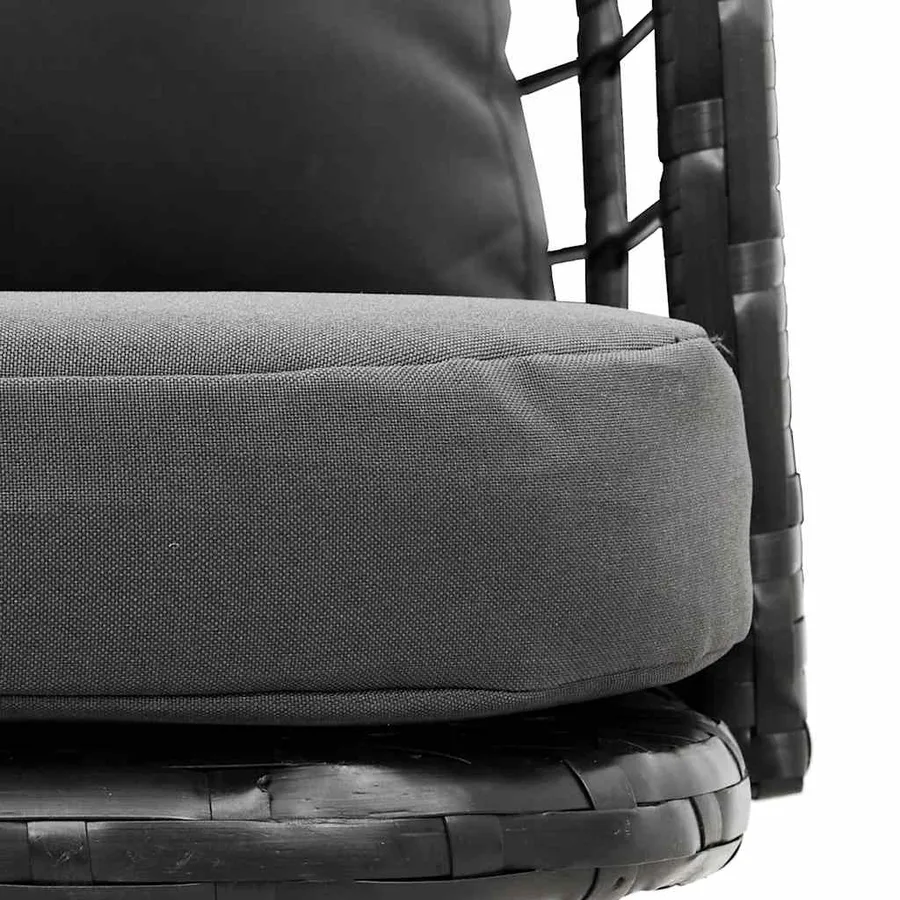 Chaise de jardin avec coussins noir résine tressée - 7