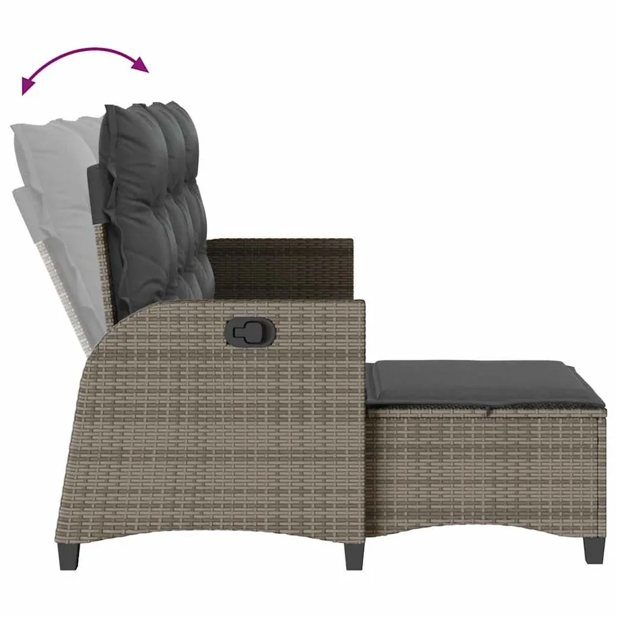 Salon de jardin 3 pcs avec coussins forme L gris résine tressée - 7