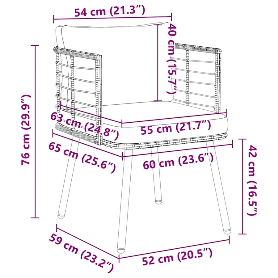 Chaises de jardin lot de 2 avec coussins noir résine tressée - 10
