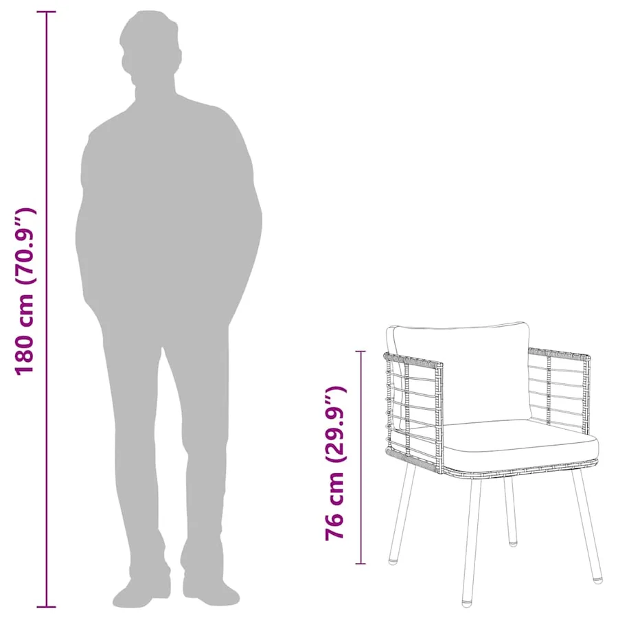 Chaises de jardin lot de 2 avec coussins noir résine tressée - 11