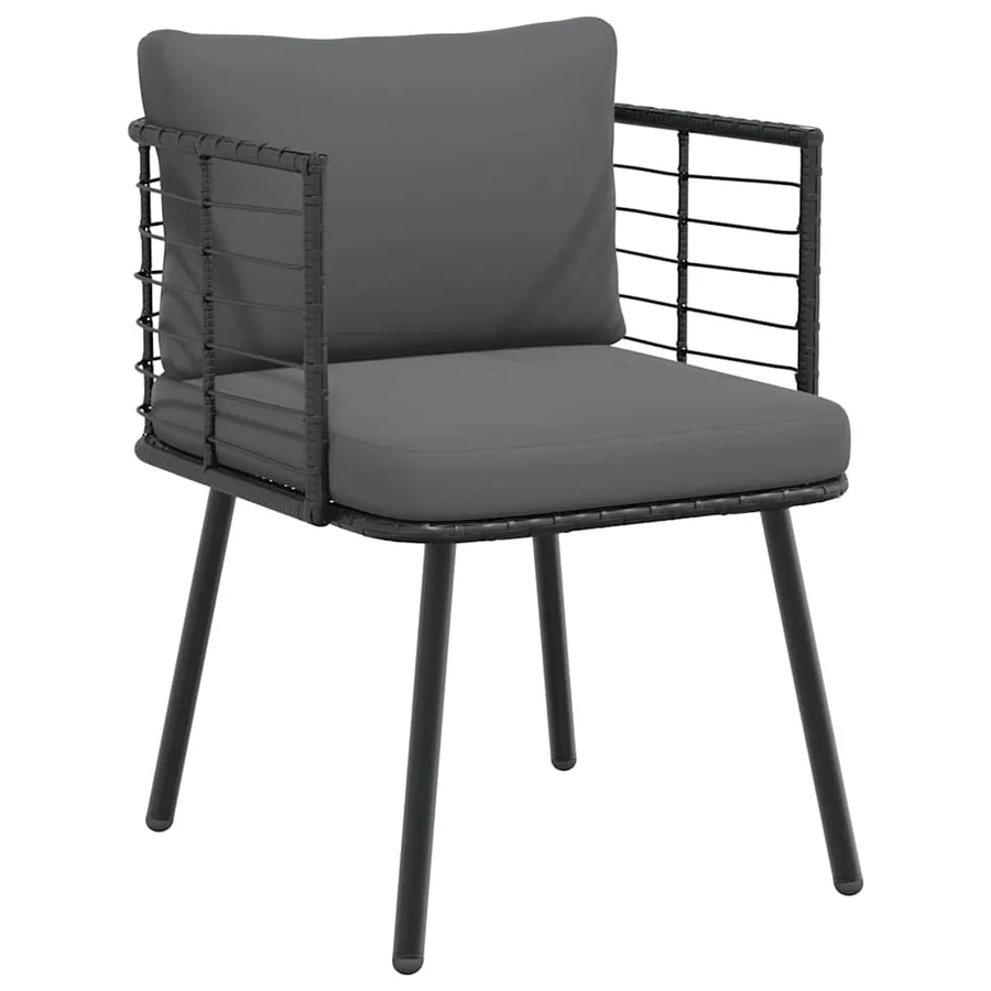 Chaises de jardin lot de 2 avec coussins noir résine tressée - 4