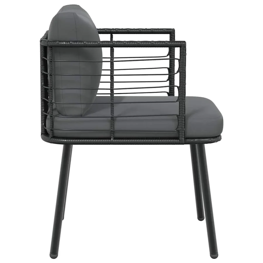 Chaises de jardin lot de 2 avec coussins noir résine tressée - 6