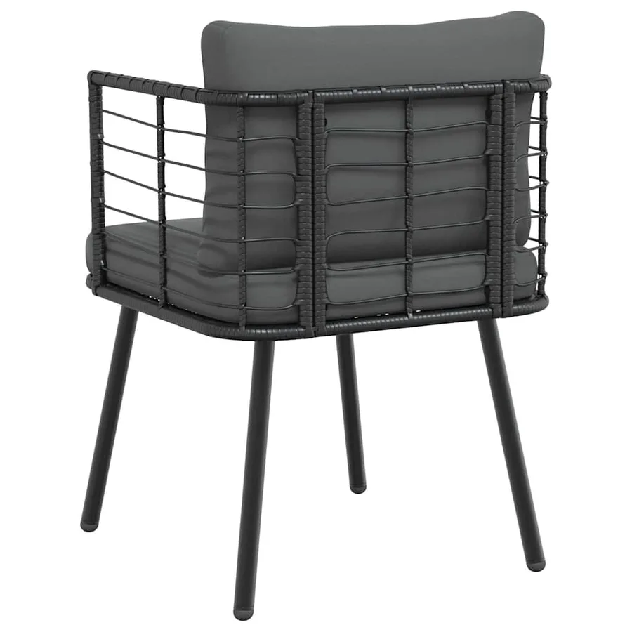 Chaises de jardin lot de 2 avec coussins noir résine tressée - 7