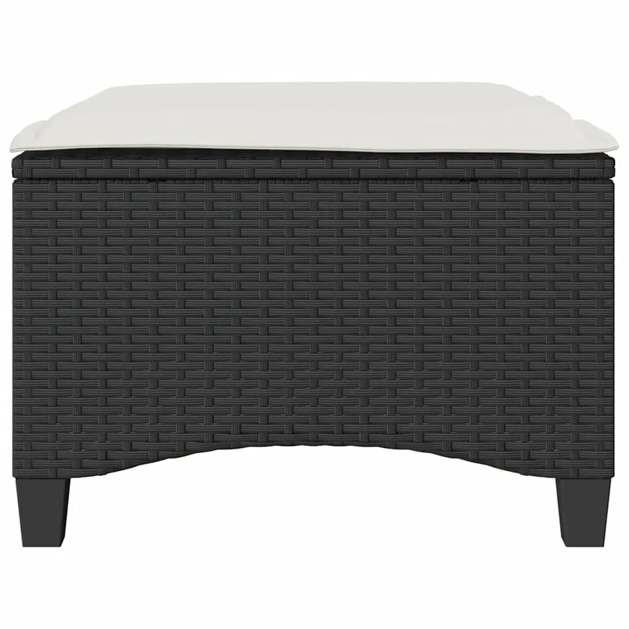 Tabourets jardin coussins 2 pcs noir 55x55x36 cm résine tressée - 4